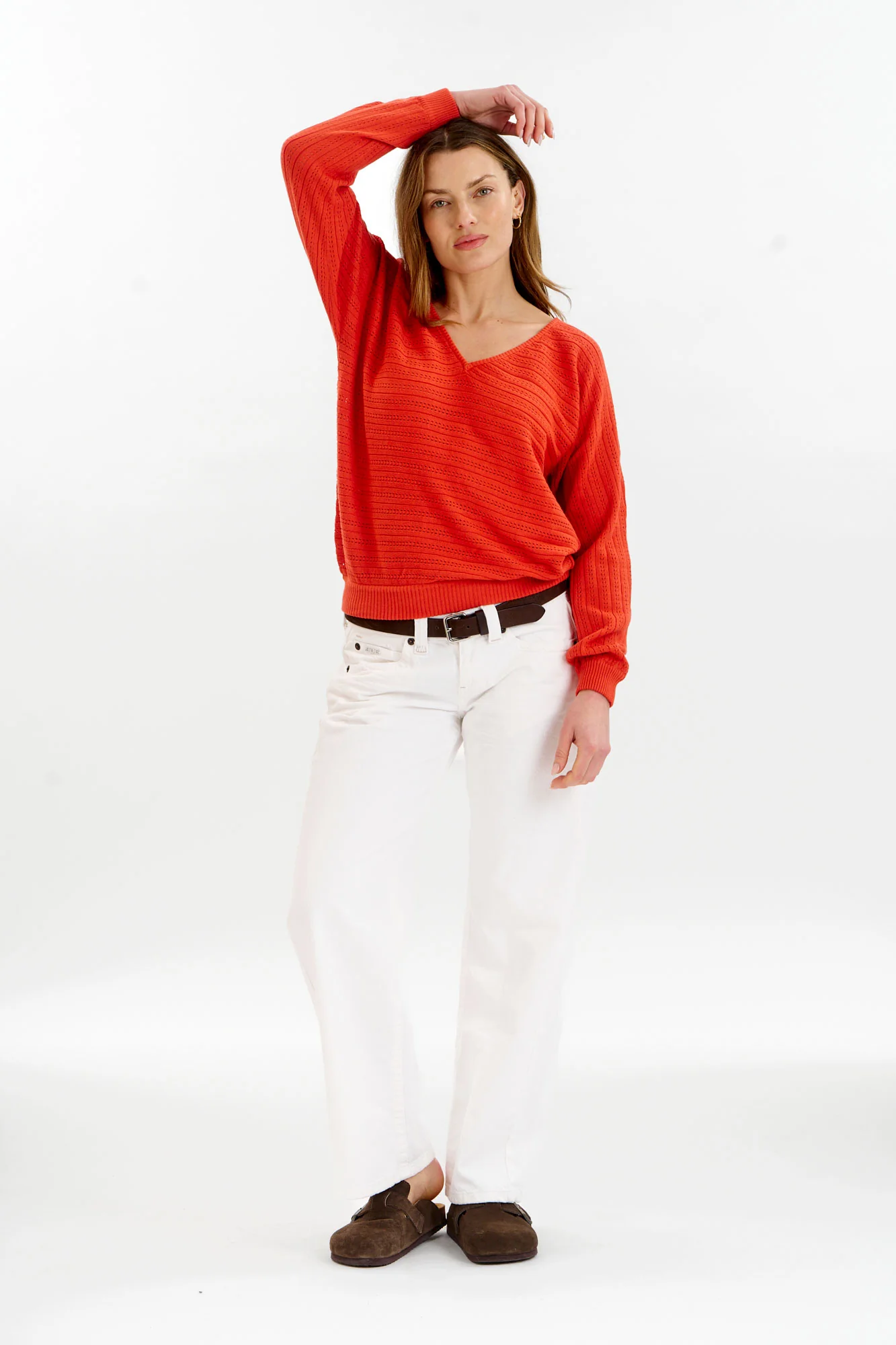 PIA Organic Cotton Pointelle Jumper - Red - Image 2