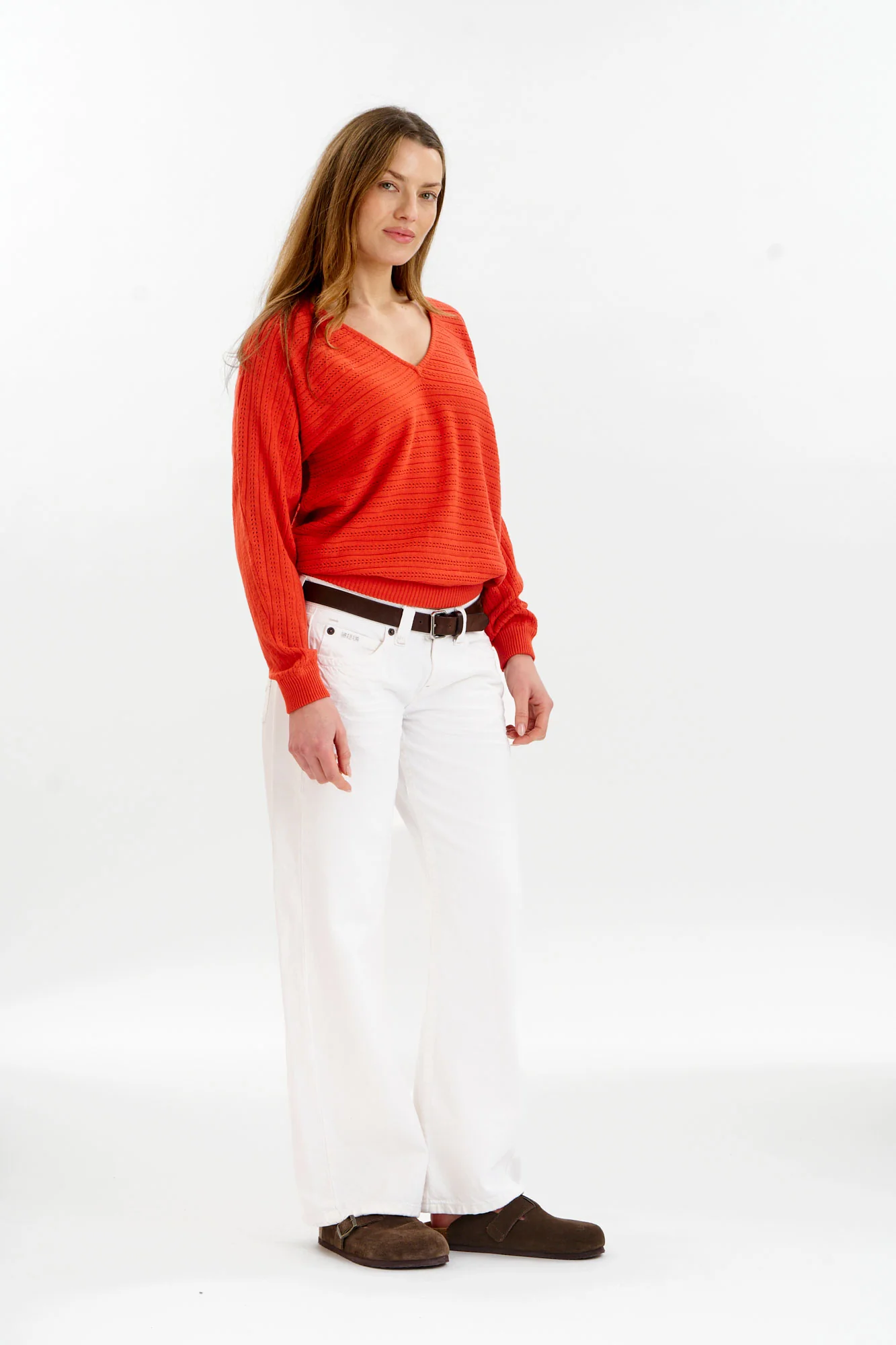 PIA Organic Cotton Pointelle Jumper - Red - Image 3
