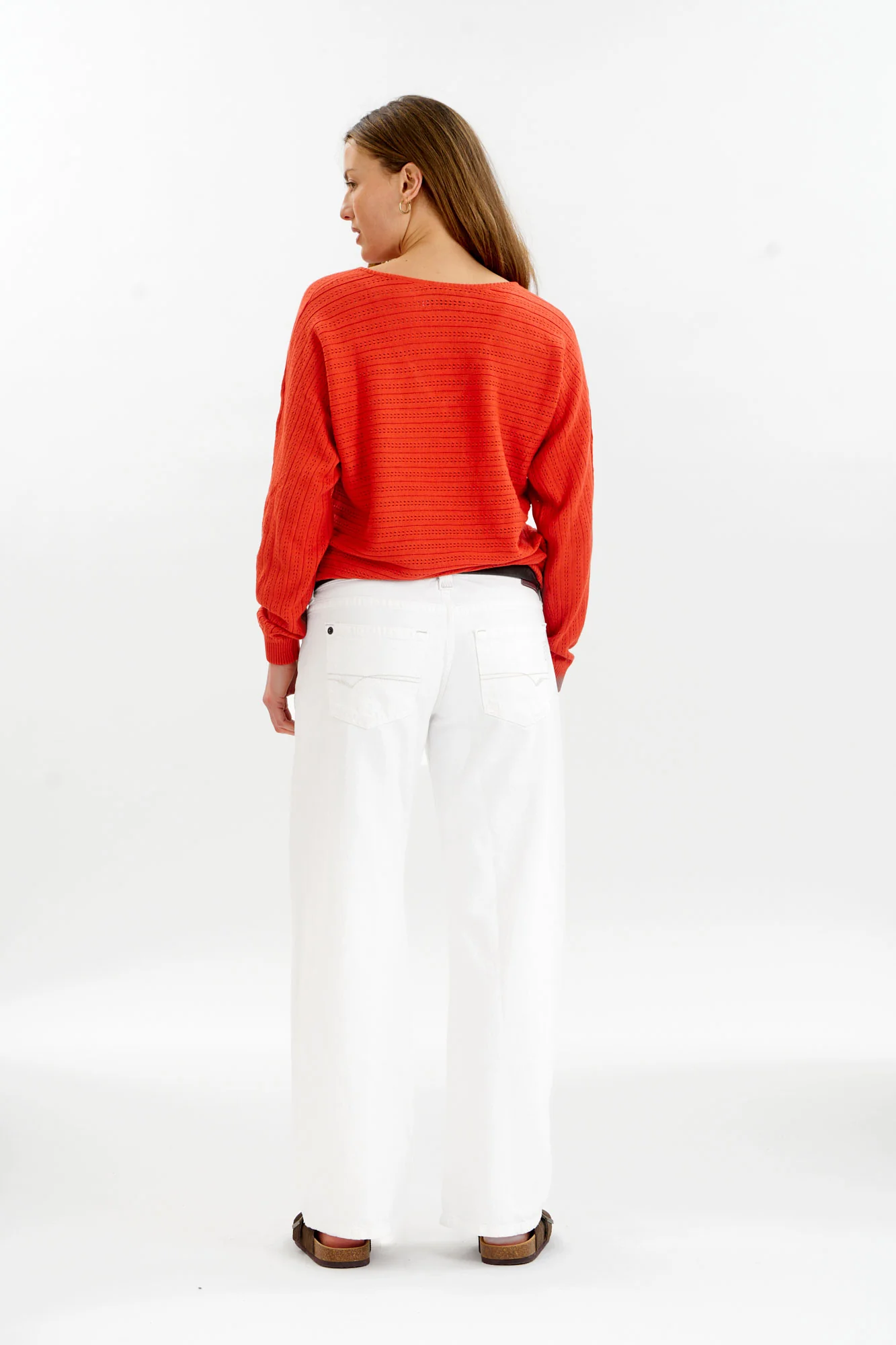 PIA Organic Cotton Pointelle Jumper - Red - Image 4