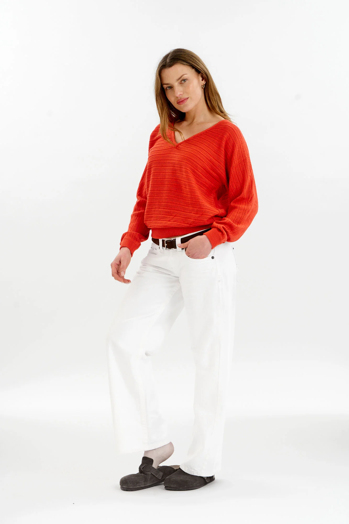 PIA Organic Cotton Pointelle Jumper - Red - Image 5