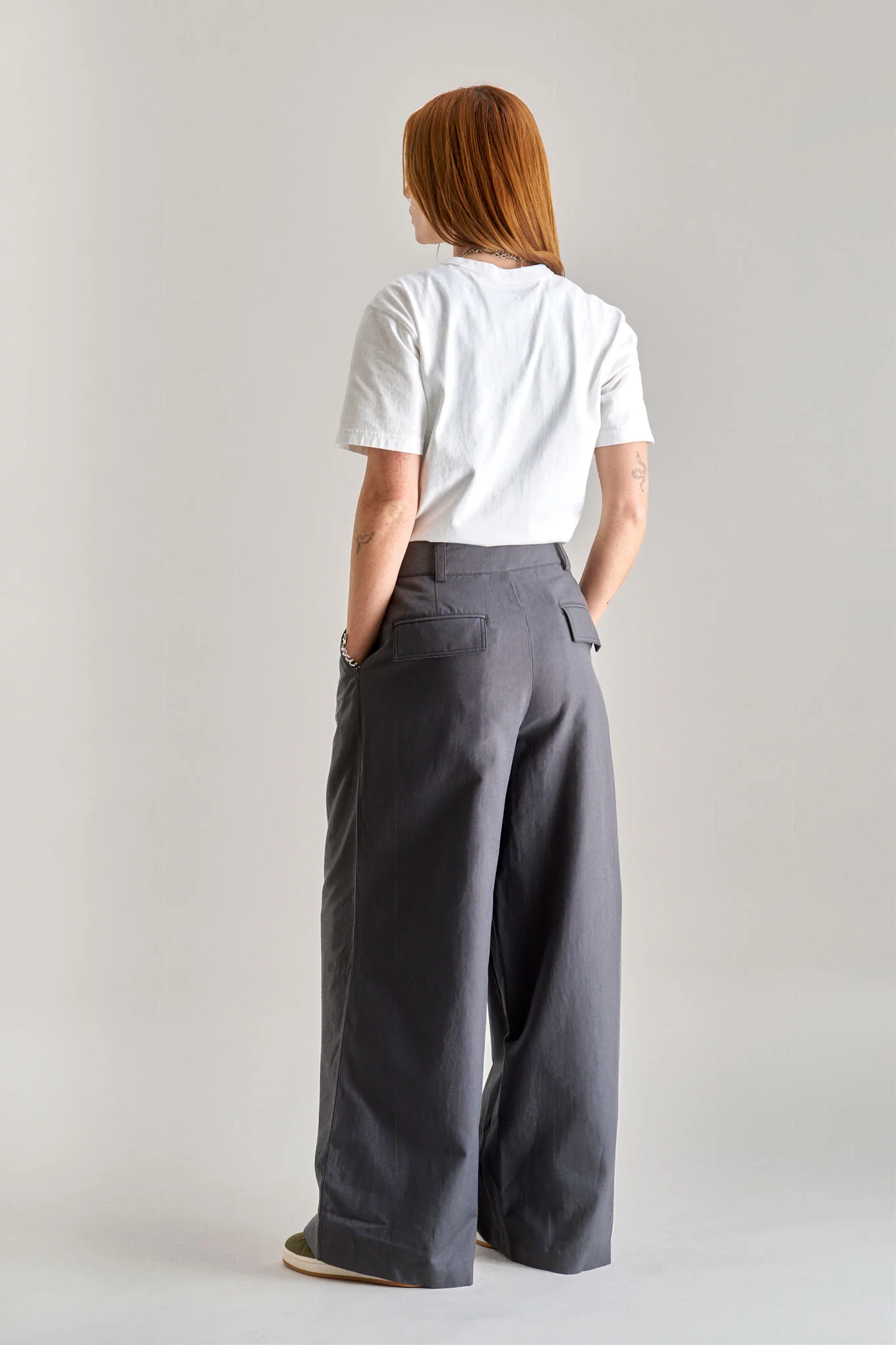 SOFIA Cotton Tencel Trouser - Grey - Image 3