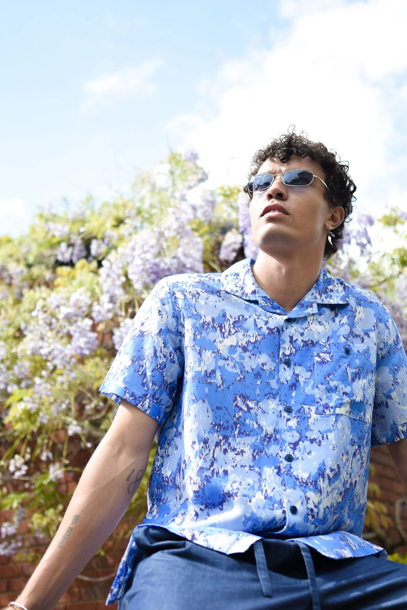 SPINDRIFT Printed Tencel Shirt - Acid Blue - Image 3