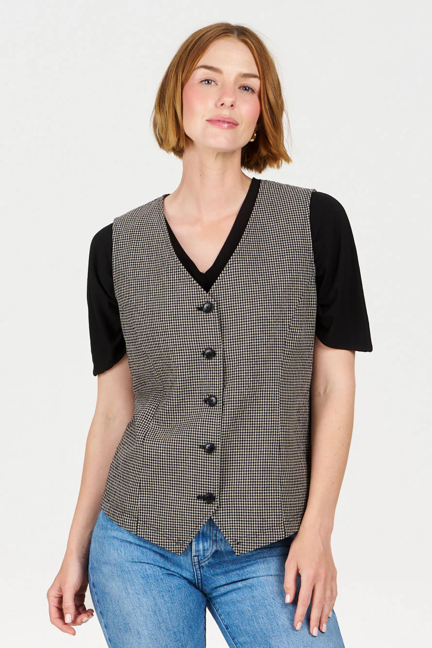 TESSA Organic Cotton Vest - check - Image 5