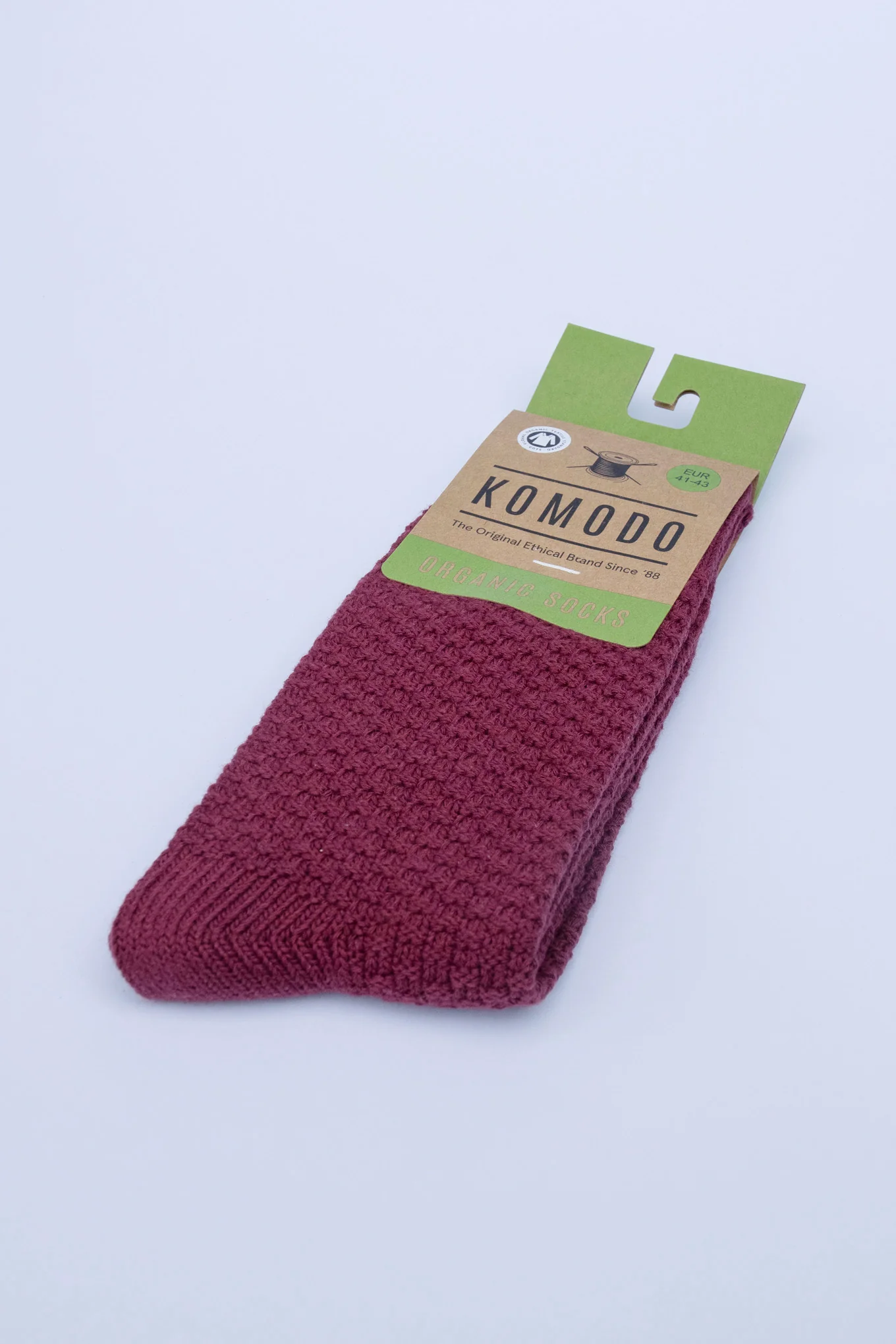 WAFFLE - GOTS Organic Cotton Socks Burgundy - Image 2