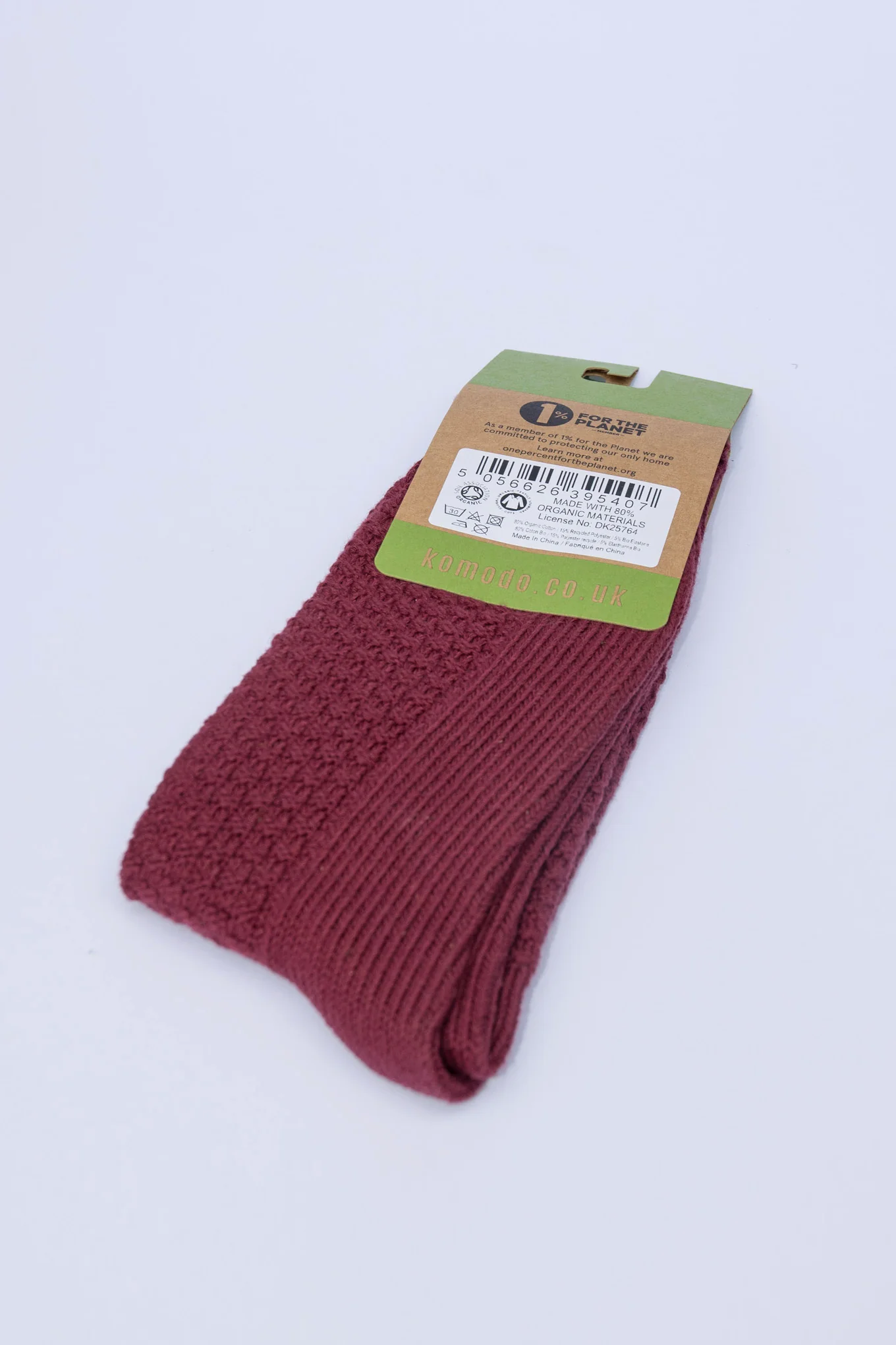 WAFFLE - GOTS Organic Cotton Socks Burgundy - Image 3