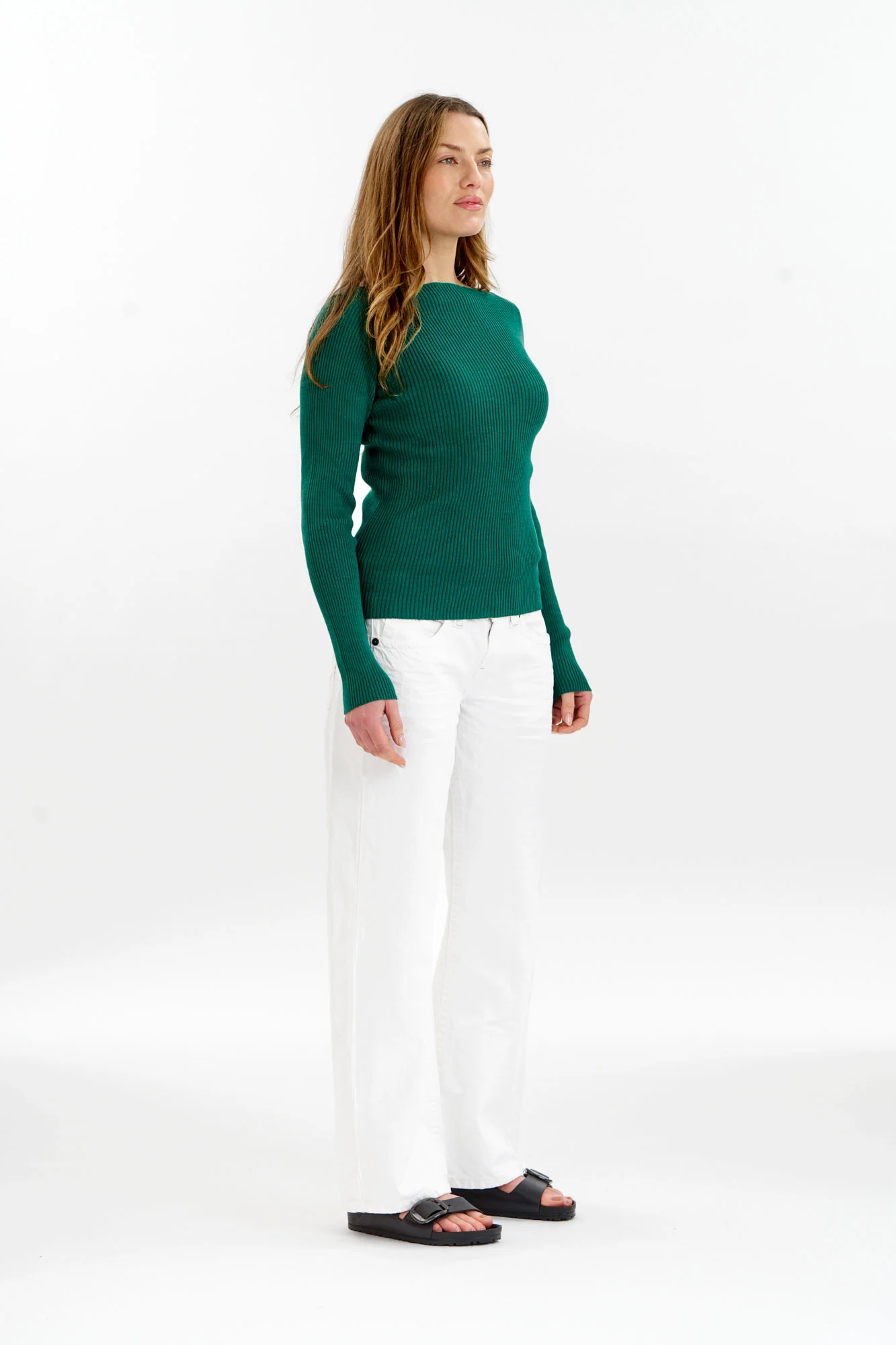 WASABI Organic Cotton Rib Knit Top - Green - Image 3