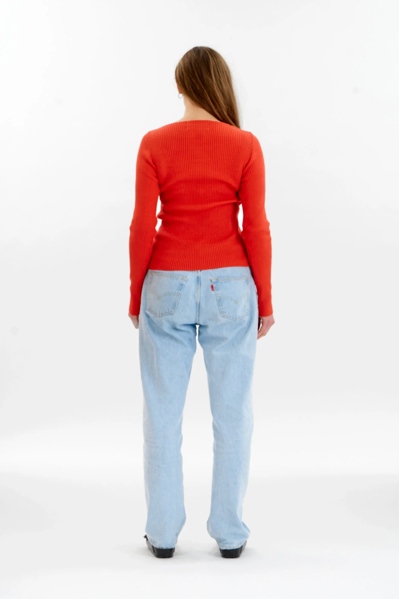WASABI Organic Cotton Rib Knit Top - Red - Image 3