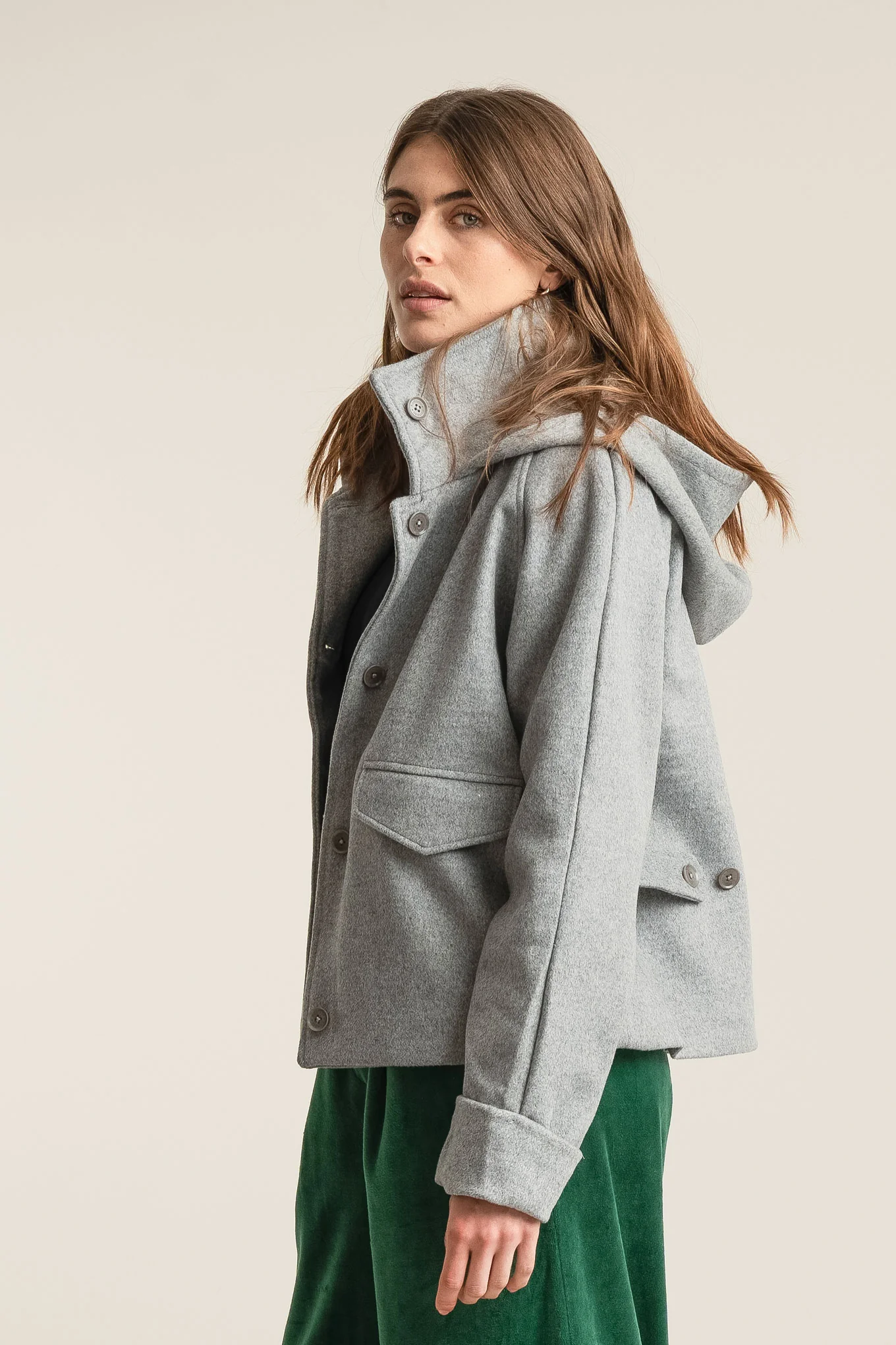 WICKER Recycled Wool Poly Coat - Grey - Image 2