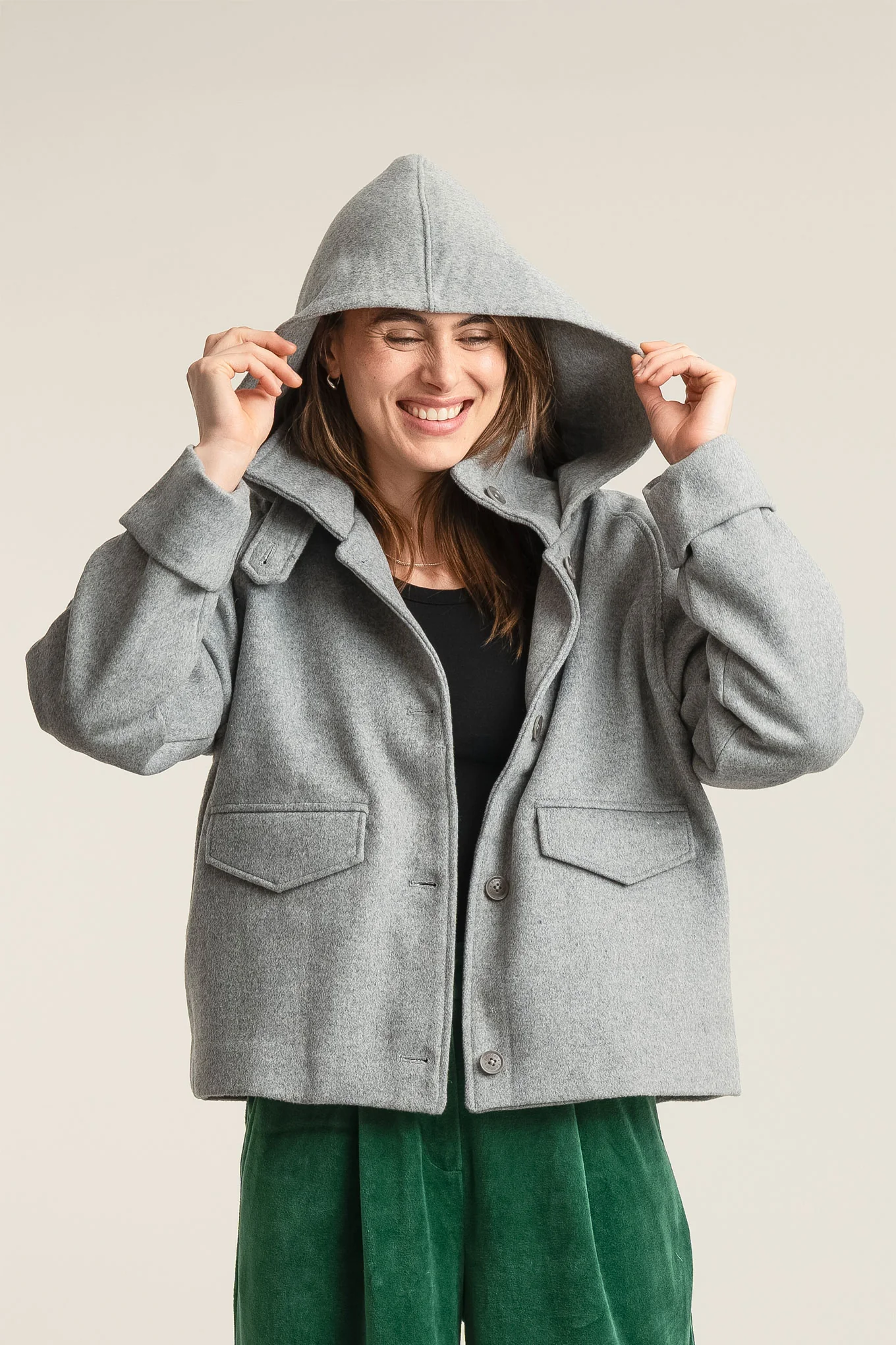 WICKER Recycled Wool Poly Coat - Grey - Image 4