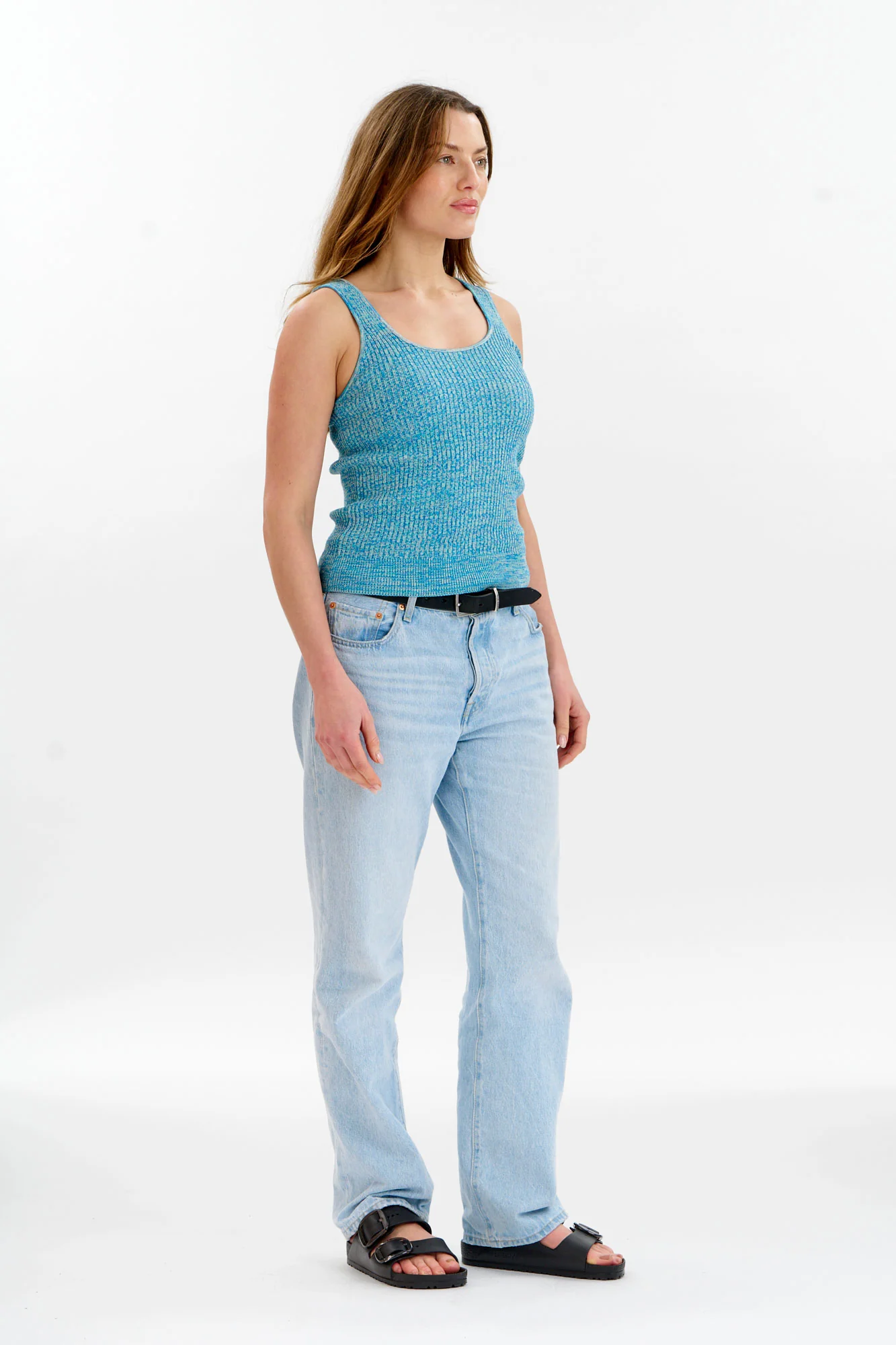 WISTERIA Organic Cotton Vest - Blue Melange - Image 3