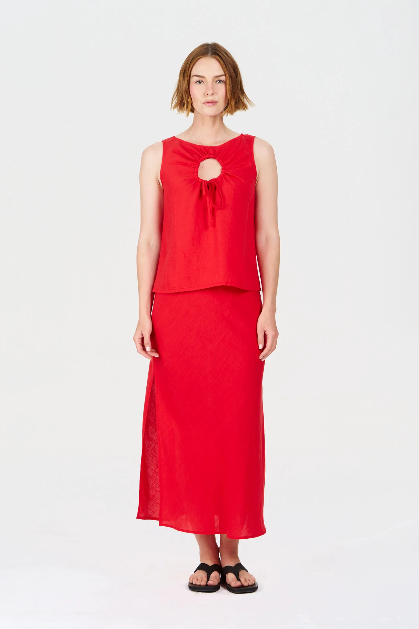 ZIZI Tencel Linen Top - Coral - Image 2