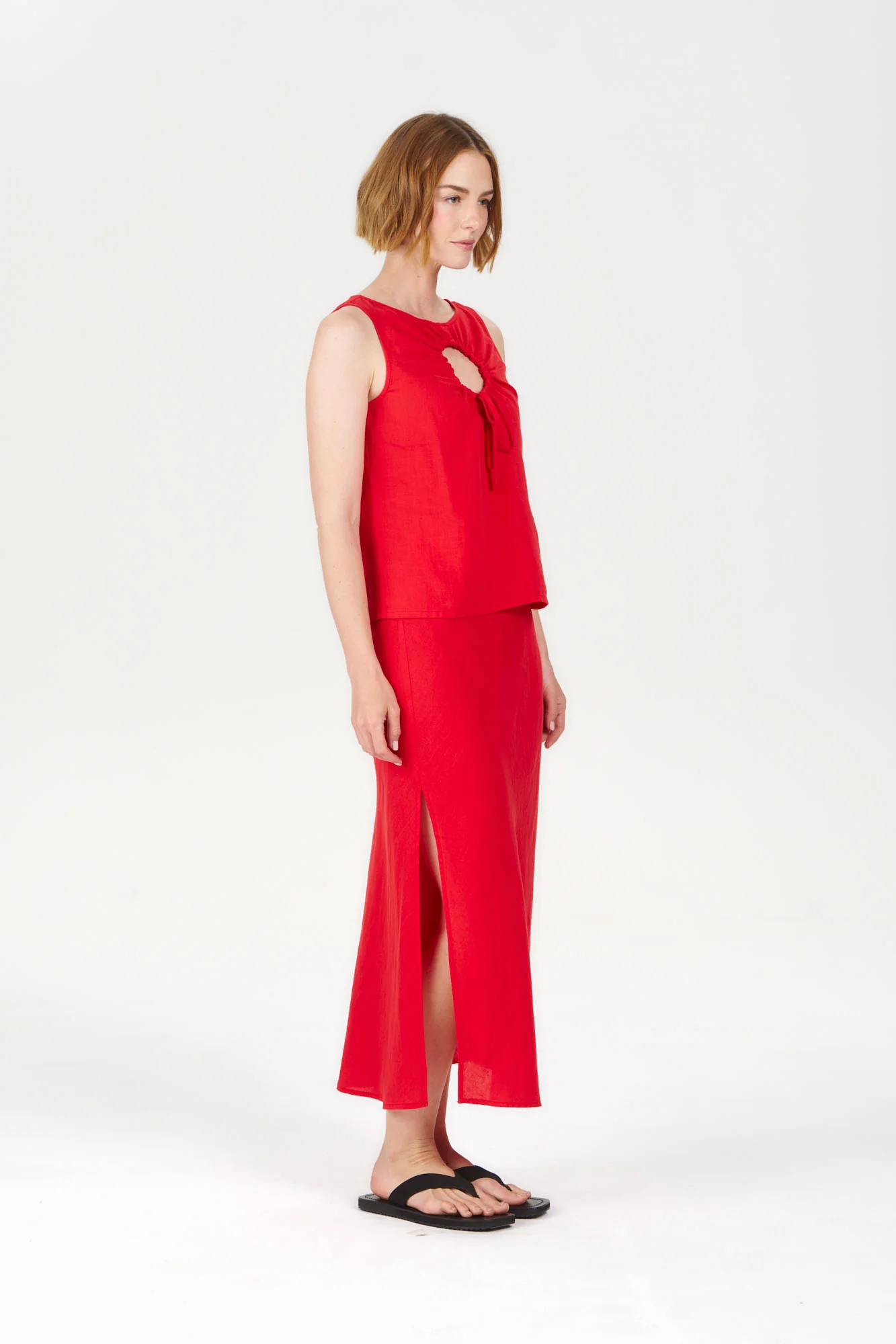 ZIZI Tencel Linen Top - Coral - Image 3